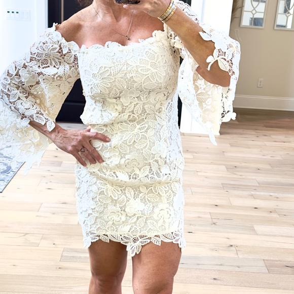 Free People White Lace Off Shoulder Dress - Picture 2 of 4